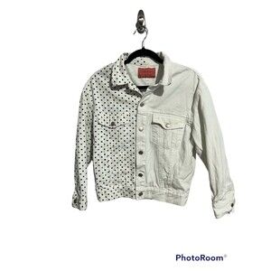 ASOS Signature 8 White and Black Polka Dot Denim Jacket S